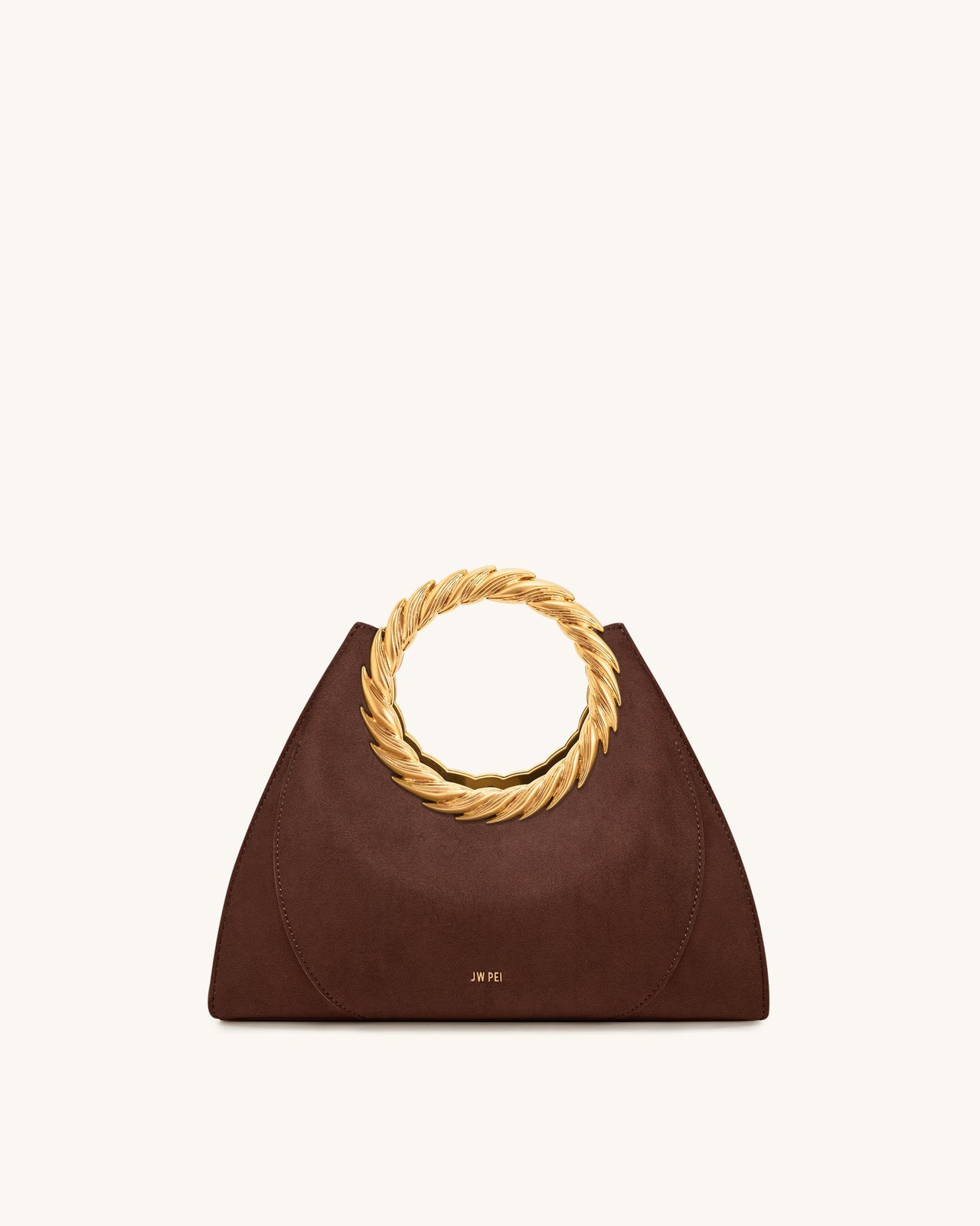 Sac sculpture en faux daim avec anse en forme de feuille Amiya - Brun mocha