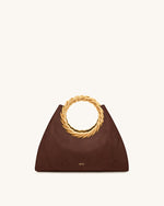 Sac sculpture en faux daim avec anse en forme de feuille Amiya - Brun mocha