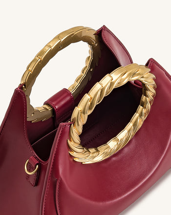 Sac sculpture avec anse en forme de feuille Amiya - Rouge vin