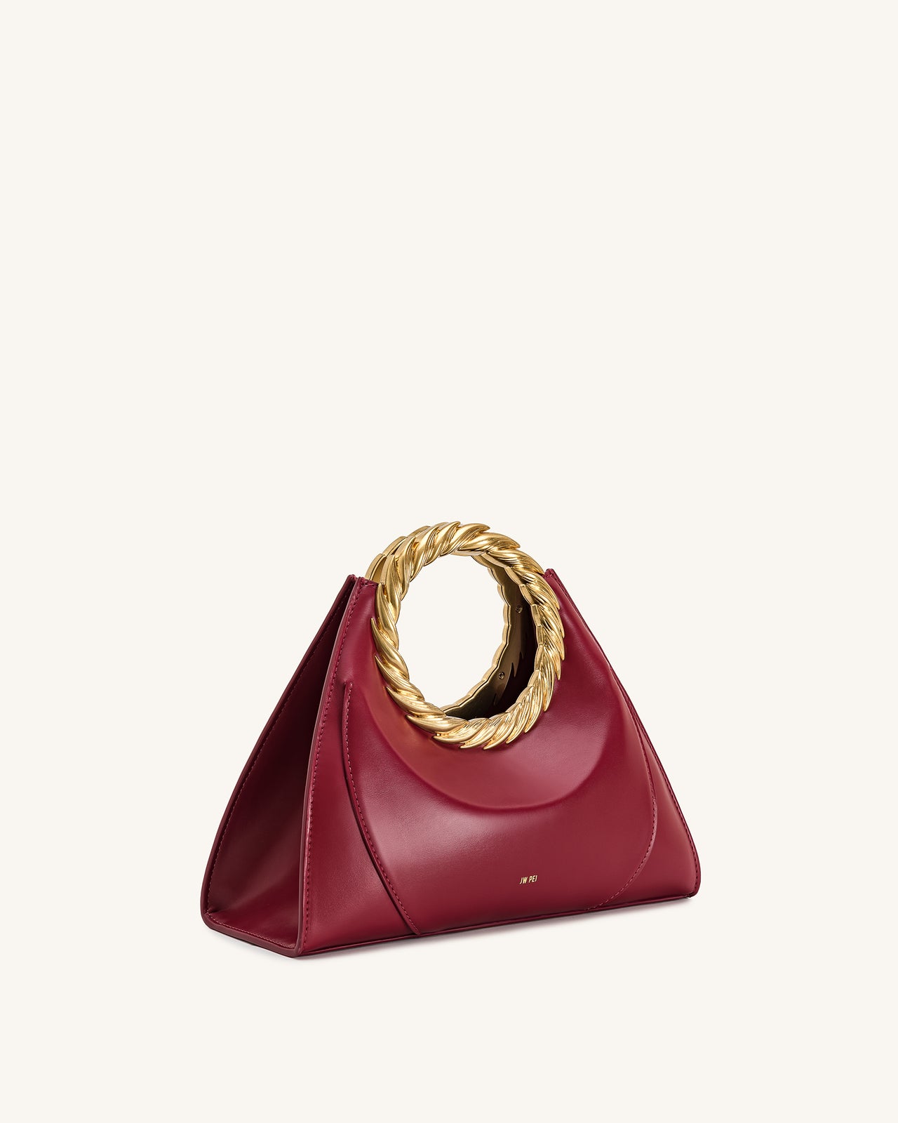 Sac sculpture avec anse en forme de feuille Amiya - Rouge vin