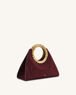 Sac sculpture en faux daim avec anse en forme de feuille Amiya - Rouge merlot
