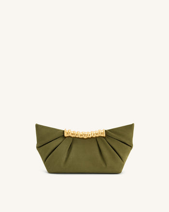 Pochette plissée Leia - Olive foncé