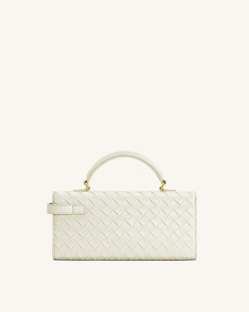 Sac à poignée supérieure Keyla avec texture tressée – Blanc