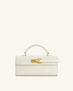 Sac à poignée supérieure Keyla avec texture tressée – Blanc