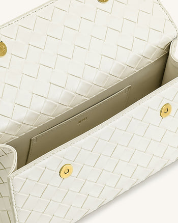 Sac à poignée supérieure Keyla avec texture tressée – Blanc