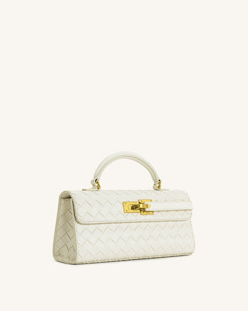 Sac à poignée supérieure Keyla avec texture tressée – Blanc