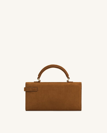 Sac à poignée supérieure Keyla en suédine synthétique – Marron