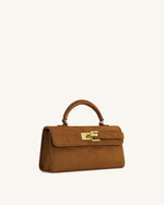 Sac à poignée supérieure Keyla en suédine synthétique – Marron