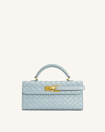 Sac à poignée supérieure Keyla avec texture tressée – Bleu