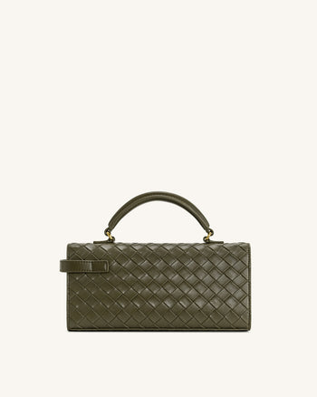 Sac à poignée supérieure Keyla avec texture tressée – Vert olive