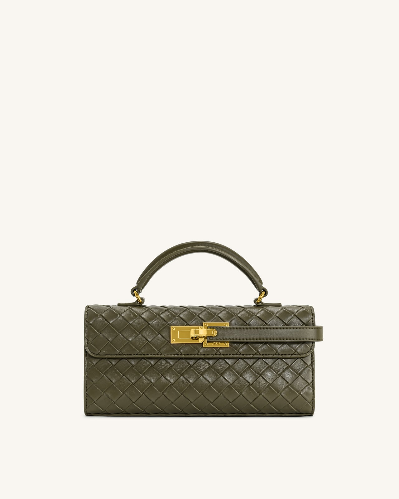 Sac à poignée supérieure Keyla avec texture tressée – Vert olive