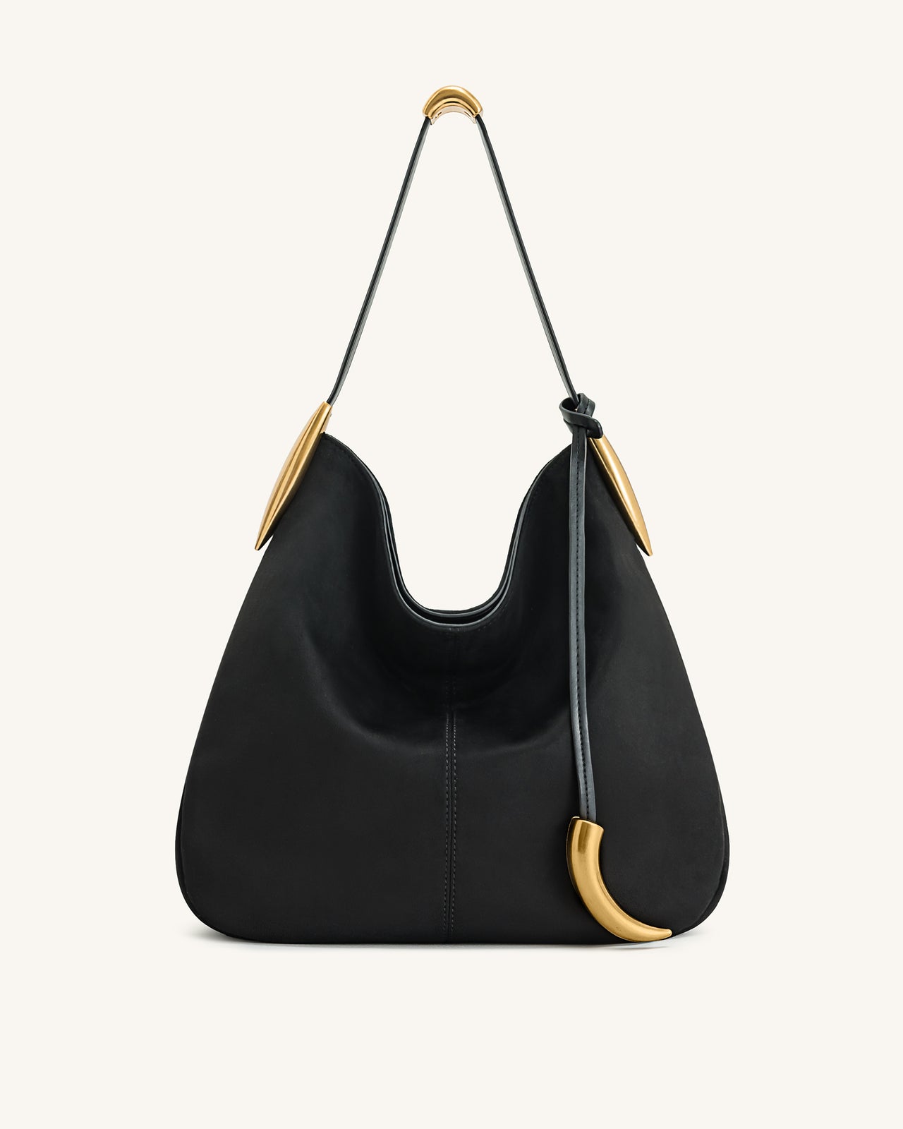Sac Hobo Nina avec breloque en métal – Noir