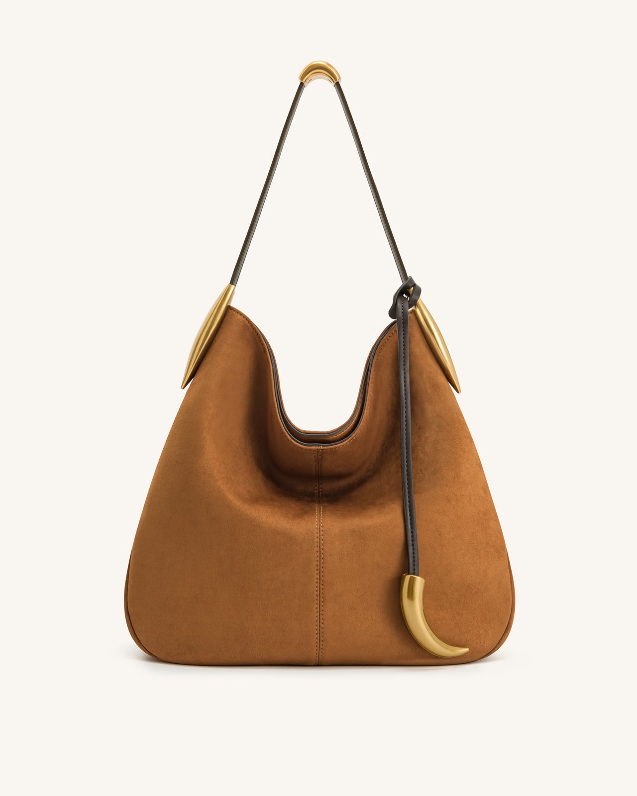 Sac Hobo Nina avec breloque en métal – Marron