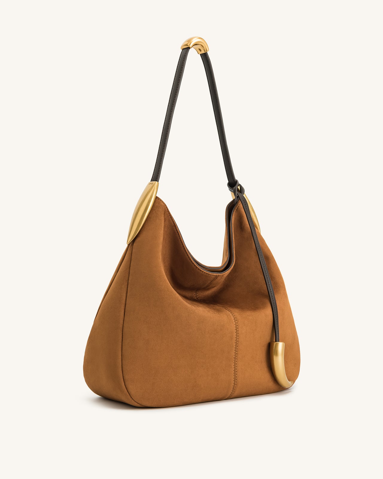 Sac Hobo Nina avec breloque en métal – Marron