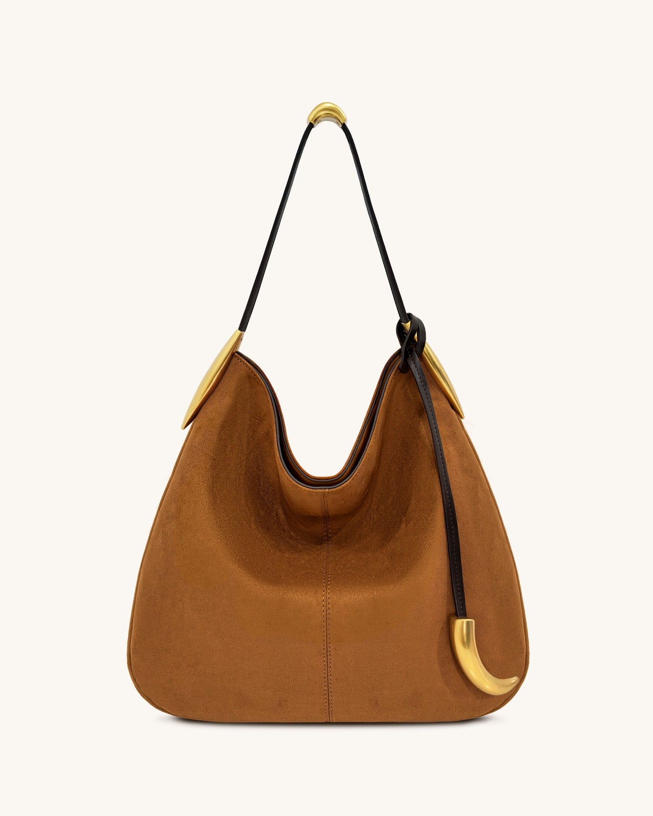 Sac Hobo Nina avec breloque en métal – Marron