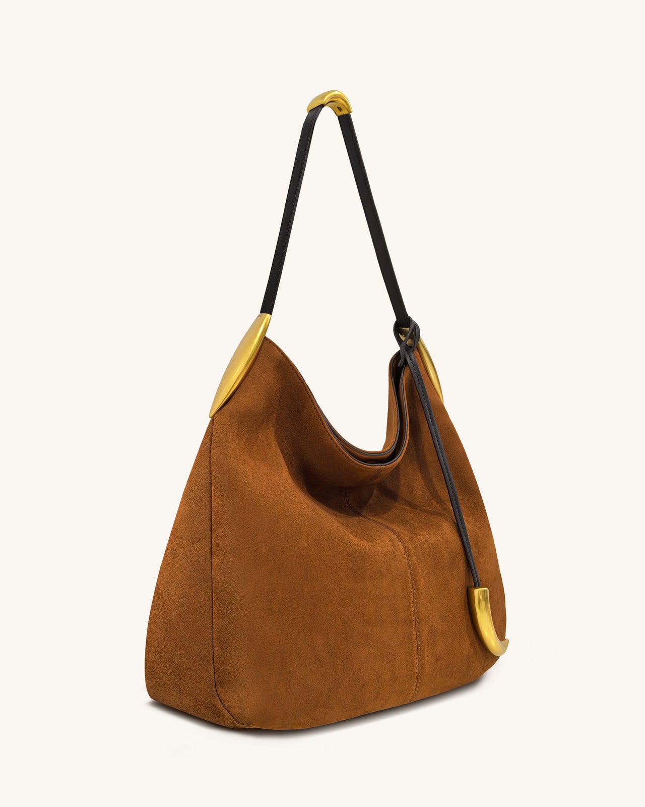 Sac Hobo Nina avec breloque en métal – Marron