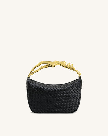 Sac à main Jenny tressé avec poignée en forme humaine – Noir