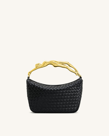 Sac à main Jenny tressé avec poignée en forme humaine – Noir