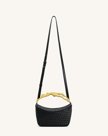 Sac à main Jenny tressé avec poignée en forme humaine – Noir