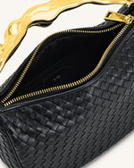 Sac à main Jenny tressé avec poignée en forme humaine – Noir