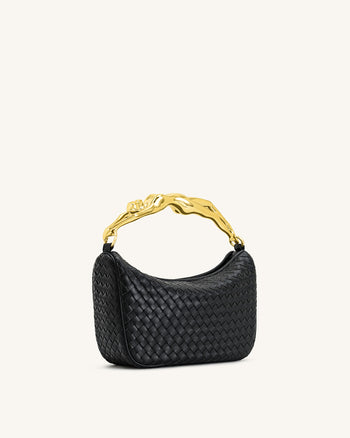 Sac à main Jenny tressé avec poignée en forme humaine – Noir