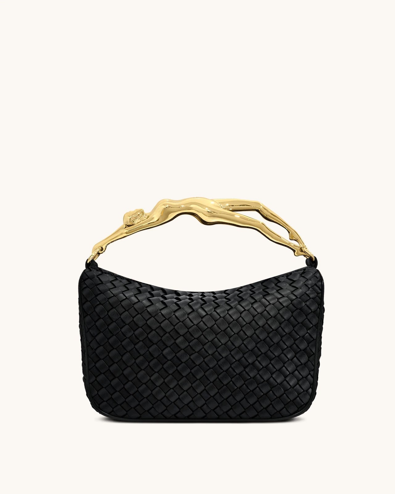 Sac à main Jenny tressé avec poignée en forme humaine – Noir
