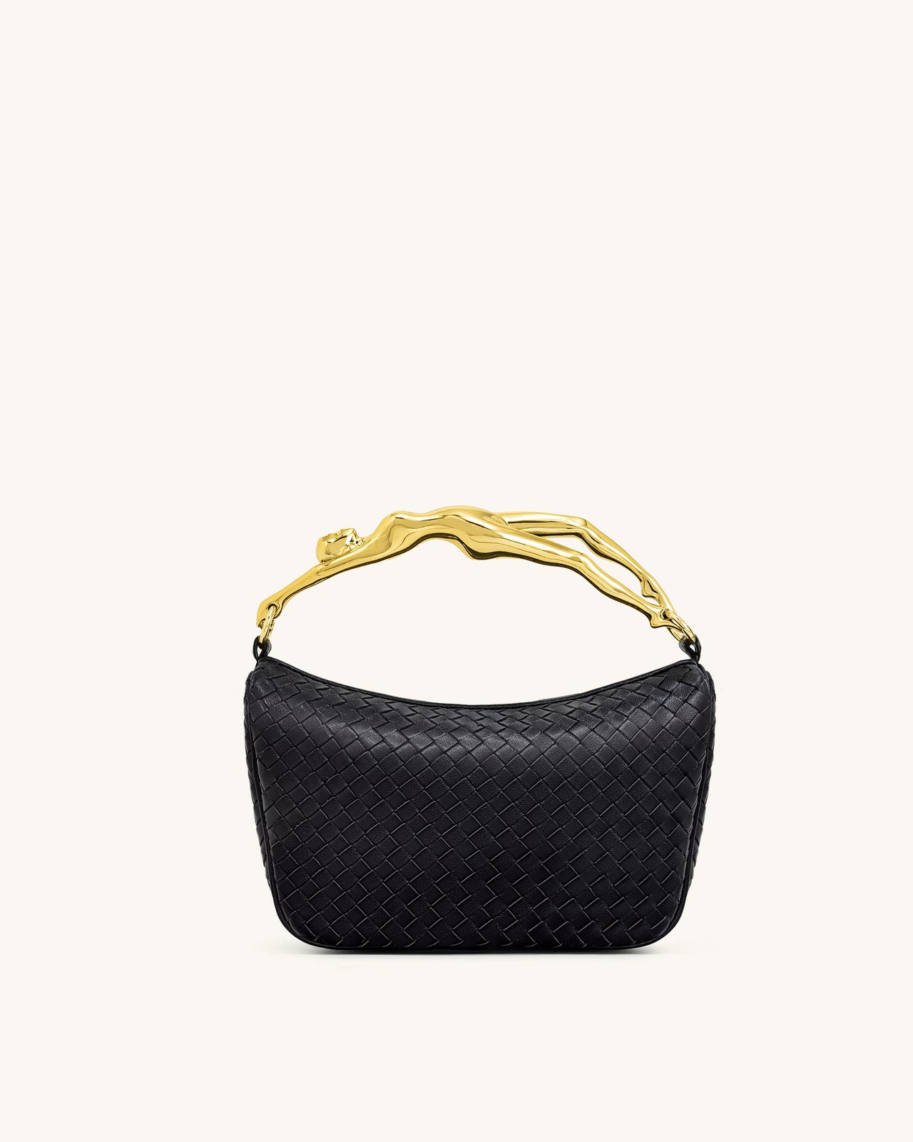 Sac à main Jenny tressé avec poignée en forme humaine – Noir