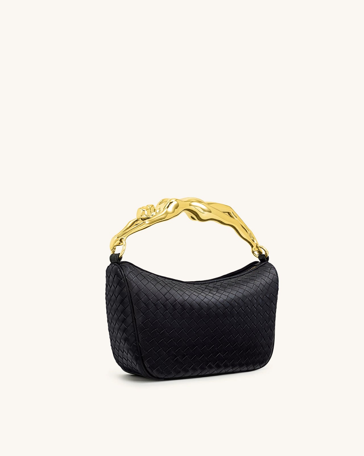 Sac à main Jenny tressé avec poignée en forme humaine – Noir