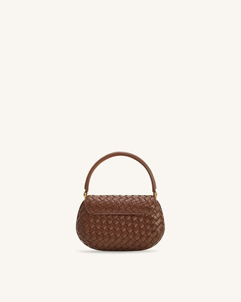 Sac à main Zuri tissé à la main avec anse ronde - Marron