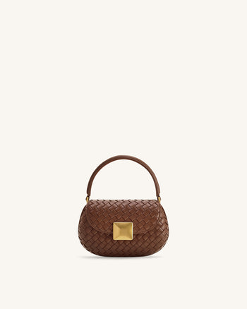 Sac à main Zuri tissé à la main avec anse ronde - Marron