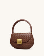 Sac à main Zuri tissé à la main avec anse ronde - Marron