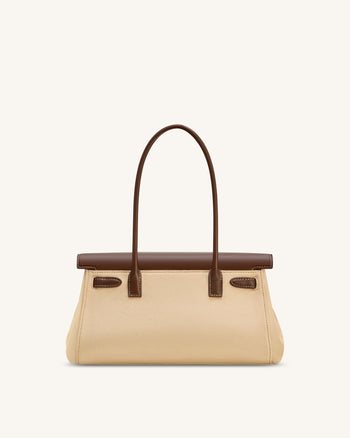 Sac épaule Yara en daim synthétique – Marron foncé