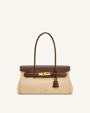Sac épaule Yara en daim synthétique – Marron foncé
