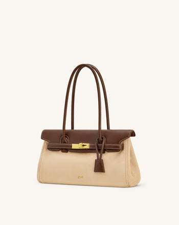Sac épaule Yara en daim synthétique – Marron foncé
