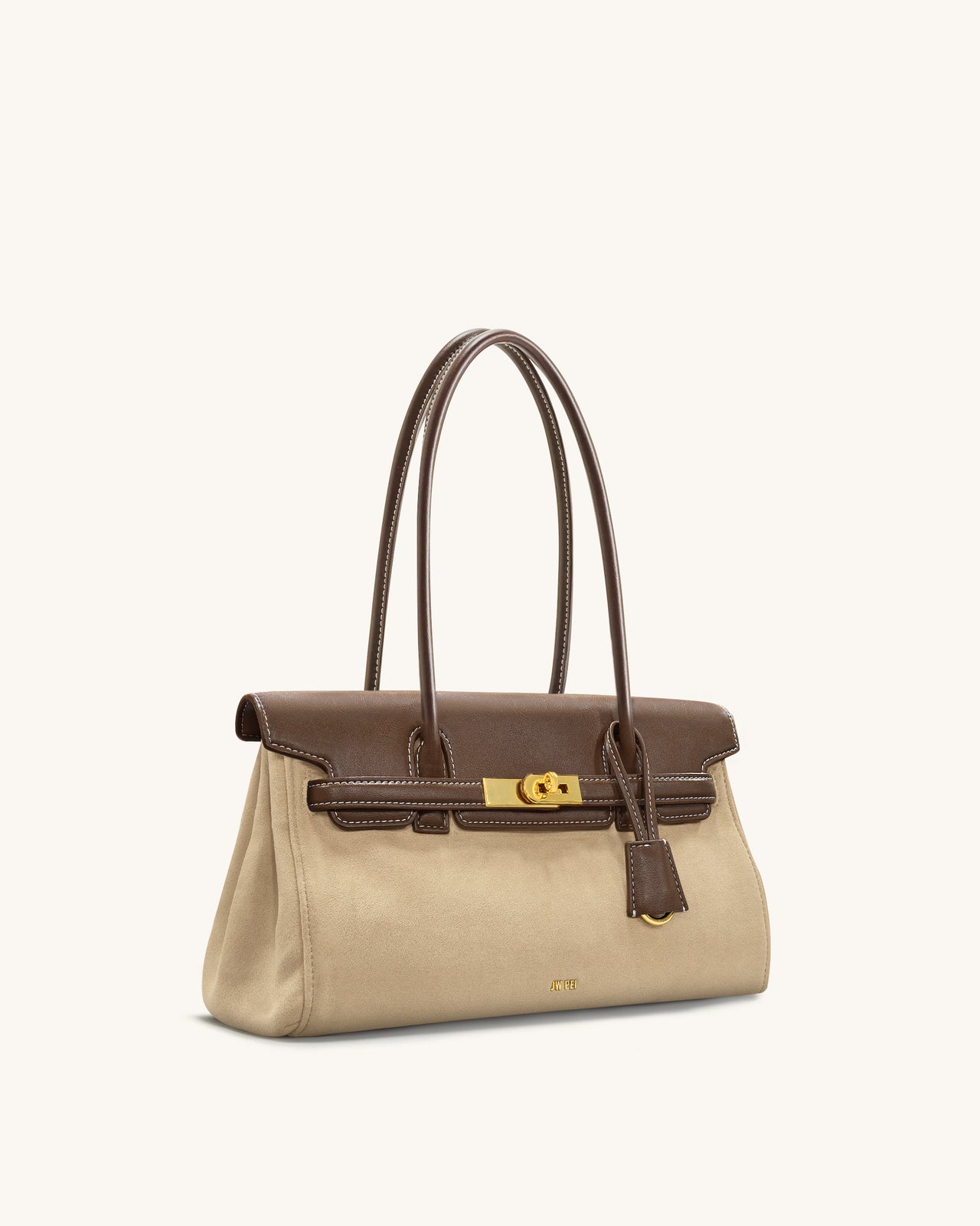 Sac épaule Yara en daim synthétique – Marron foncé