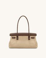 Sac épaule Yara en daim synthétique – Marron foncé