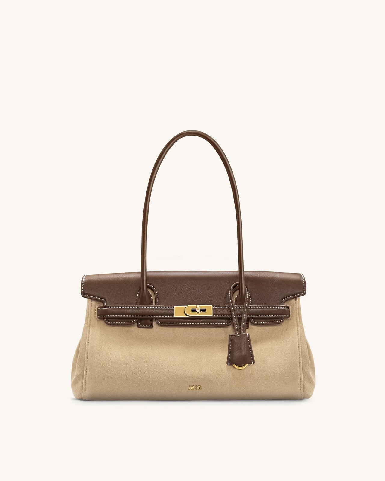 Sac épaule Yara en daim synthétique – Marron foncé