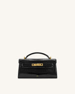 Sac à poignée supérieure Noor – Croco noir