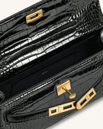 Sac à poignée supérieure Noor – Croco noir