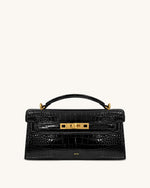 Sac à poignée supérieure Noor – Croco noir