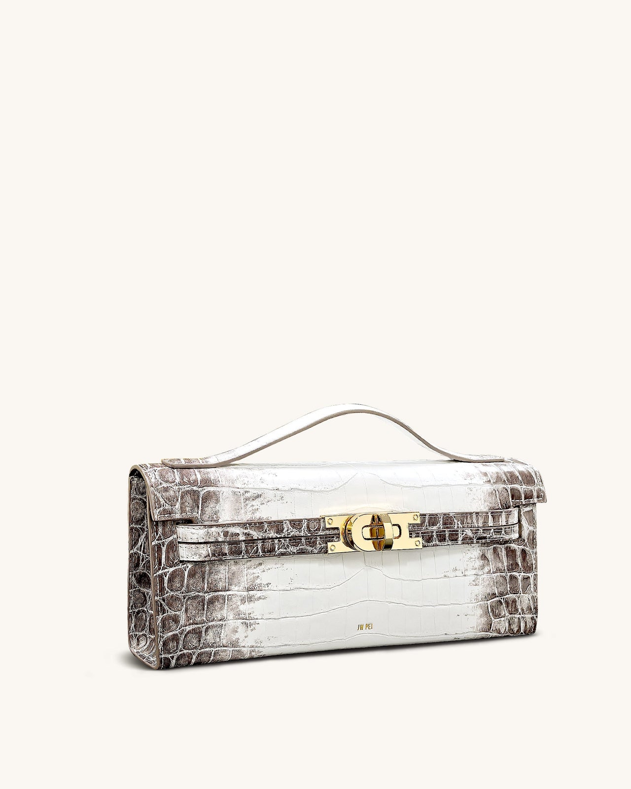 Sac à poignée supérieure structuré Bria – Croco Blanc
