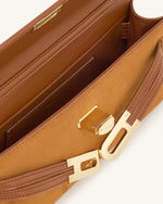 Bria Sac Structuré à Anse Supérieure en Daim Synthétique – Marron