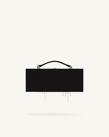 Pochette rectangulaire Vera avec perles décoratives – Noir