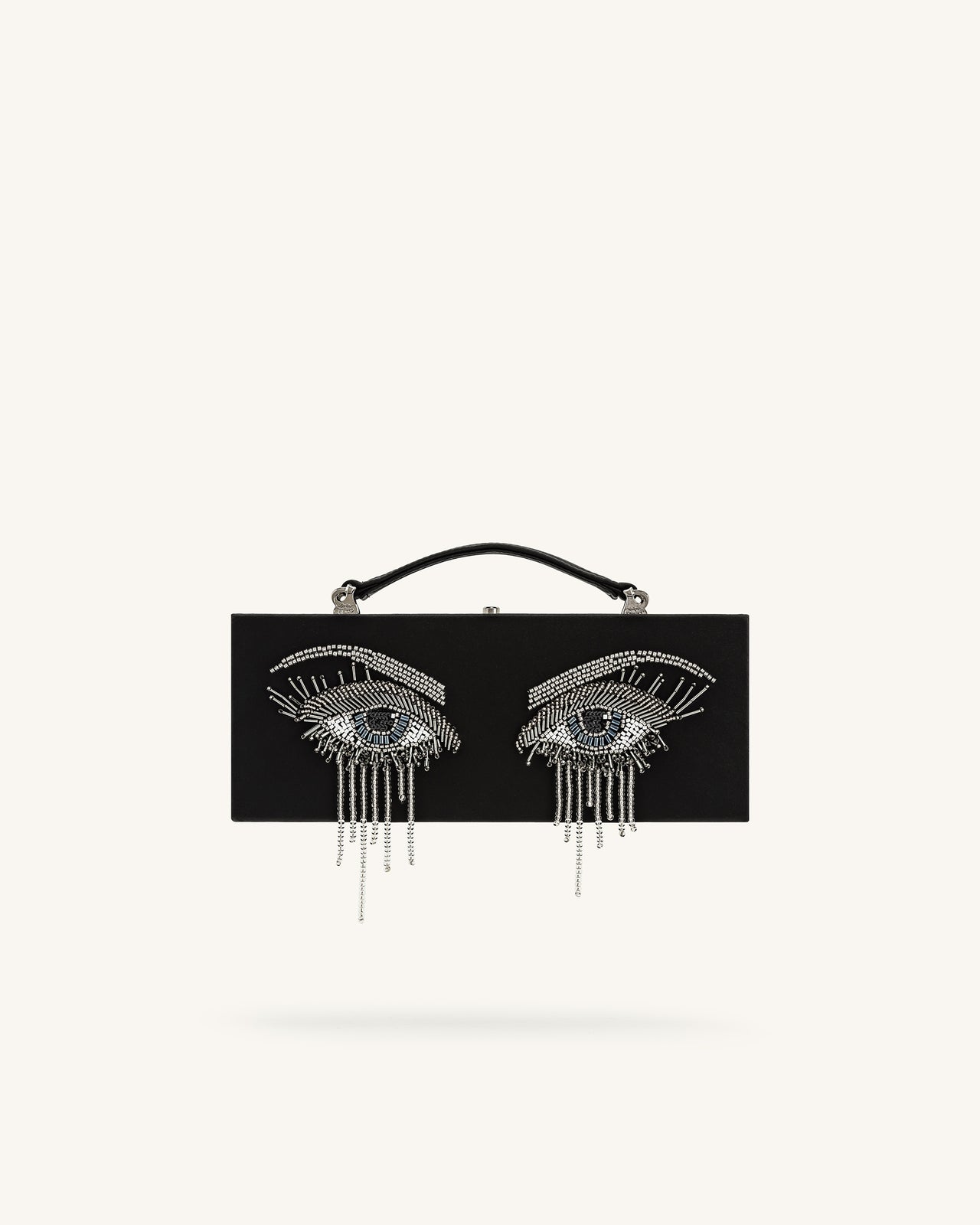 Pochette rectangulaire Vera avec perles décoratives – Noir