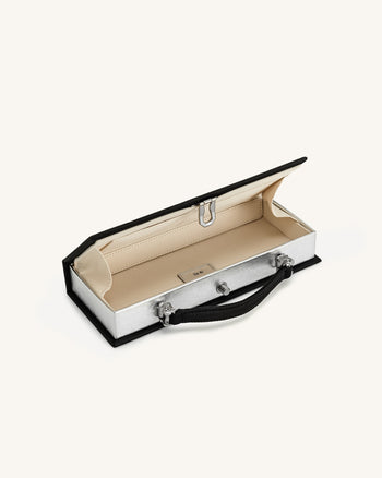 Pochette rectangulaire Vera avec perles décoratives – Noir