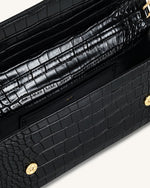 Maya Sac à main avec anse supérieure et quincaillerie en forme de léopard - Croco noir