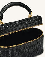 Sac à main avec anse supérieure en forme de boîte et cristal artificiel Cleo - Noir