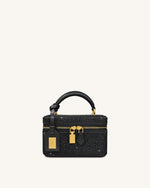 Sac à main avec anse supérieure en forme de boîte et cristal artificiel Cleo - Noir