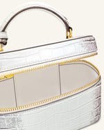 Sac à main avec anse supérieure en forme de boîte Cleo - Blanc Croco