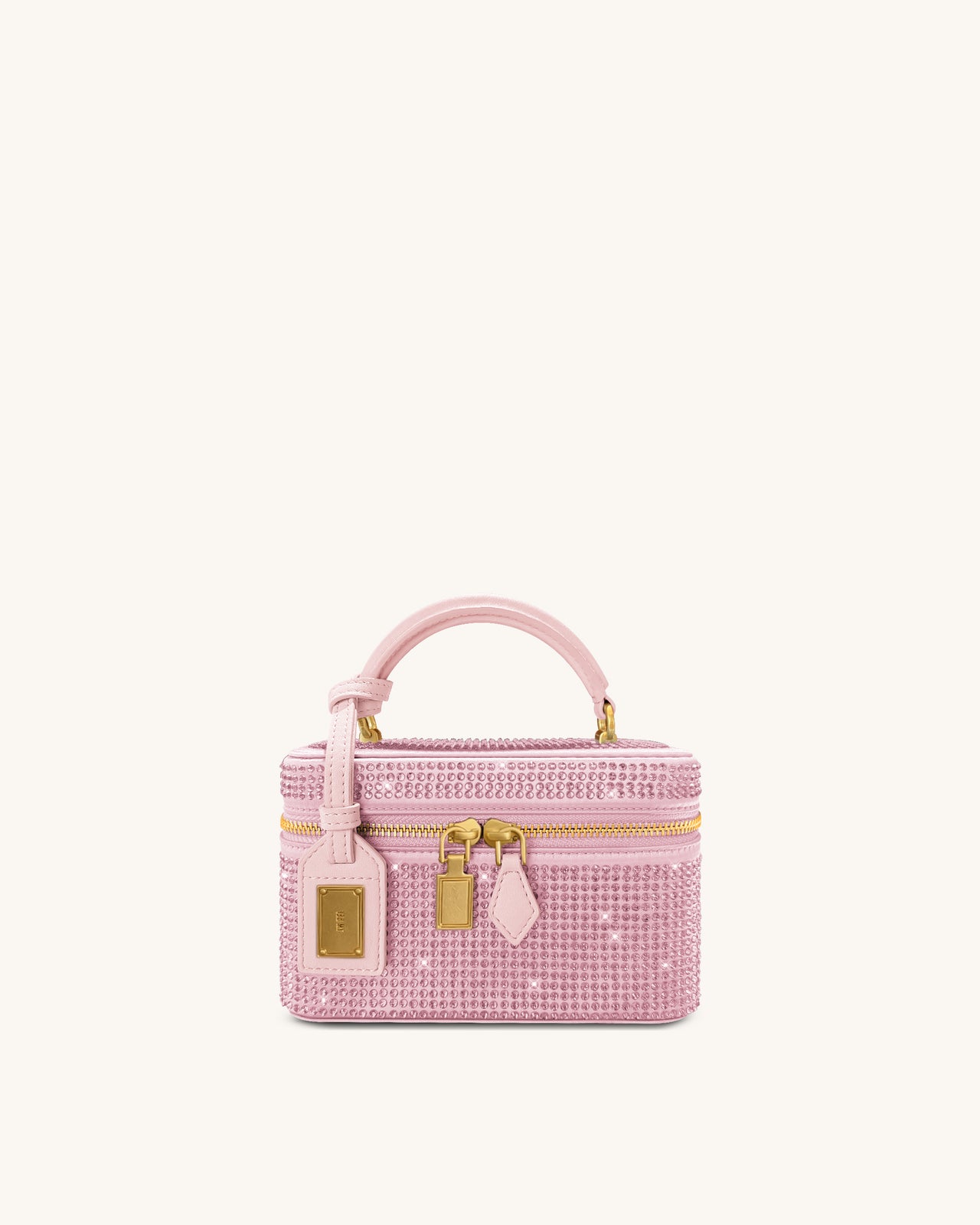 Sac à main avec anse supérieure en forme de boîte et cristal artificiel Cleo - Rose